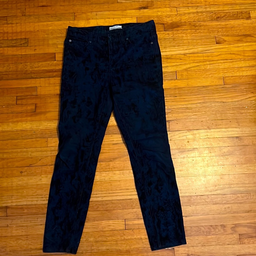 free people velvet pants, blue/black, size 28